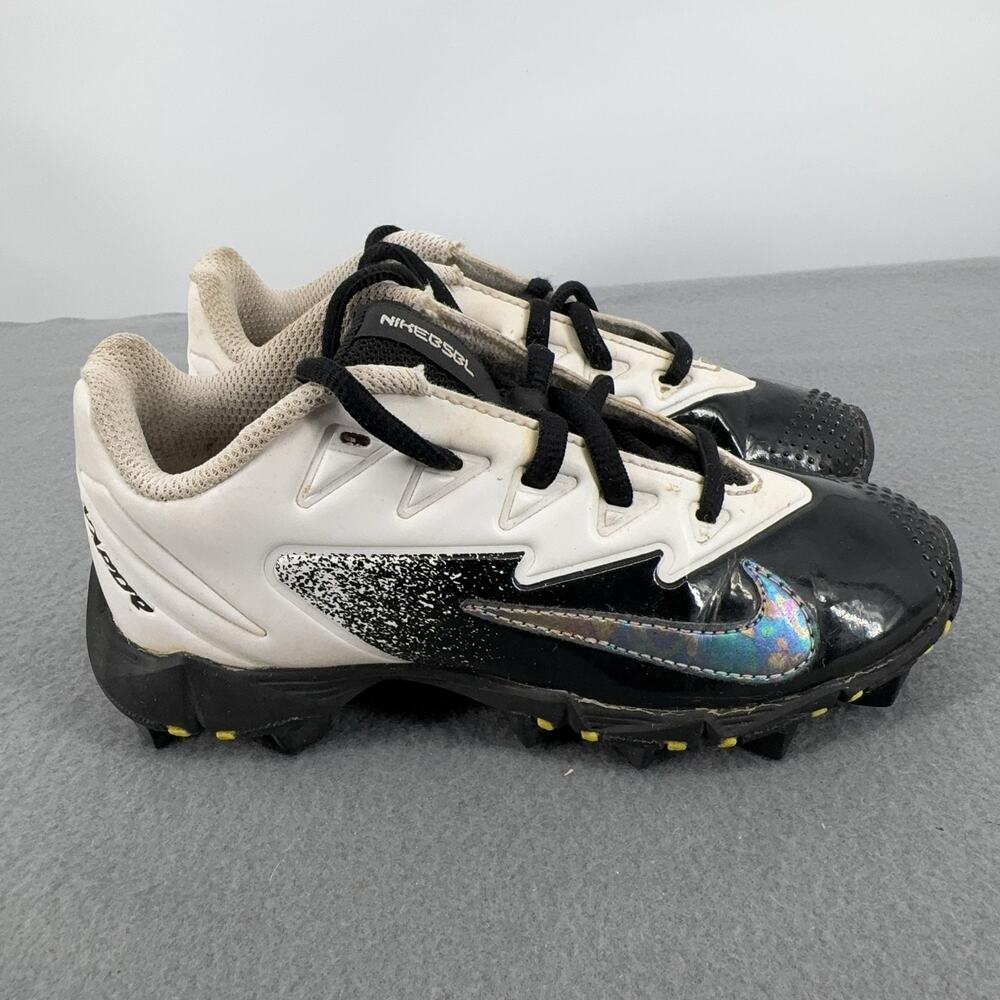 Nike Vapor Youth Baseball Cleats 12C White Black Iridescent Swoosh Kids Fastflex